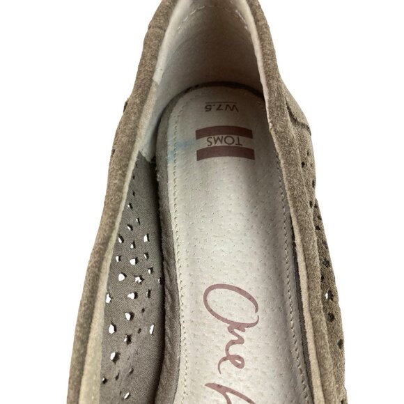 *New Toms Ballet Flats Womens Sz 7.5 Taupe Moroccan Cut Out Slip On Casual Shoes - Picture 9 of 11